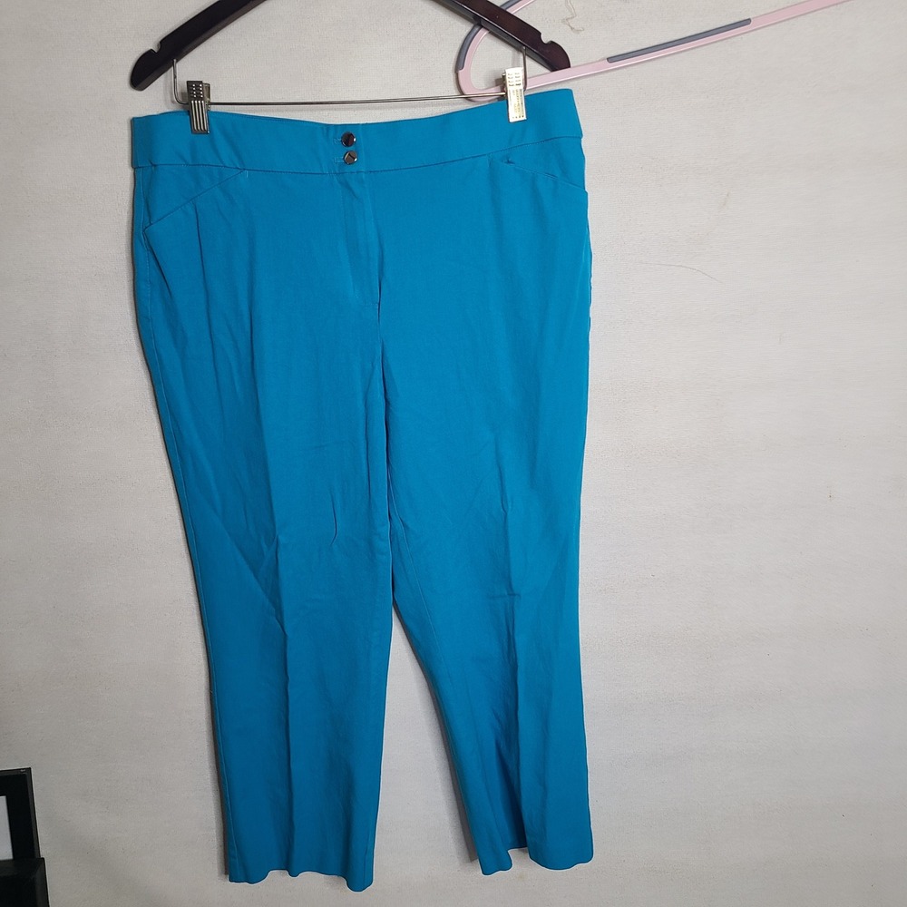 Chico's Women's Blue Cotton Blend Pants Size 2 US 12 Cropped Leg Tailored